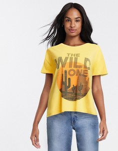 Желтая футболка с надписью "the wild one" Blend She-Желтый