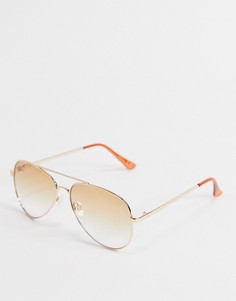 Золотистые солнцезащитные очки-авиаторы с коричневыми стеклами Jeepers Peepers-Золотой