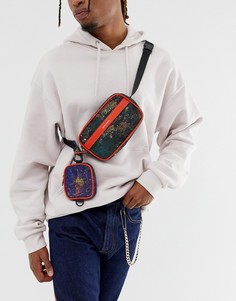 Сумка-кошелек на пояс с карманами и разноцветным принтом ASOS DESIGN-Мульти