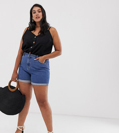 Синие шорты в винтажном стиле с завышенной талией Vero Moda Curve-Синий