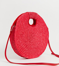 Эксклюзивная ярко-красная соломенная сумка через плечо с ручкой South Beach-Красный
