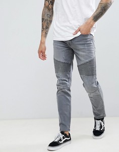 Серые байкерские джинсы скинни Threadbare-Серый