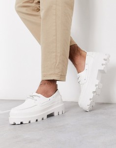 Белые мокасины из искусственной кожи на массивной подошве ASOS DESIGN-Белый