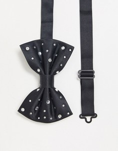 Атласный галстук-бабочка с отделкой Devils Advocate-Черный
