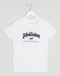 Белая футболка с логотипом Hollister-Белый