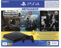 Игровая приставка PlayStation 4 1Tb + игры Days Gone, God of War, Одни из нас и подписка PS Plus 3 месяца (черный)