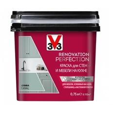 Краска для стен и мебели на кухне V33 Renovation perfection-олива-0,75 л