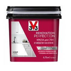 Краска для стен и мебели на кухне V33 Renovation perfection-белый-0,75 л