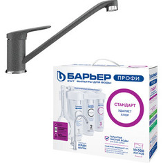 Смеситель для кухни Ulgran U-004 c фильтром Барьер Профи и отдельным краном, темно-серый (UB-004-309-Profi)