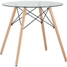 Стол круглый Stool Group Eames DSW D80 стеклянный/деревянные ножки Chad glass