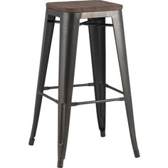 Стул барный Stool Group Tolix черный/патина золото + темное дерево YD-H765-W MS-01-1