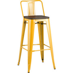 Стул барный Stool Group Tolix со спинкой желтый глянцевый + темное дерево YD-H765E-W LG-06