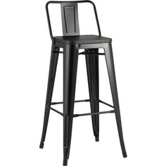 Стул барный Stool Group Tolix со спинкой черный глянцевый + темное дерево YD-H765E-W LG-01