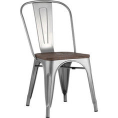 Стул Stool Group Tolix серебристый матовый + темное дерево YD-H440B-W YG-15