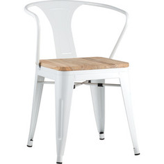 Стул Stool Group Tolix Arm wood белый глянцевый + светлое дерево YD-H440AR-W LG-02