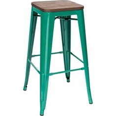 Стул барный Stool Group Tolix аквамарин + темное дерево YD-H765-W 6016