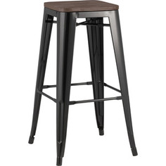 Стул барный Stool Group Tolix черный глянцевый + темное дерево YD-H765-W LG-01