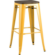 Стул барный Stool Group Tolix желтый глянцевый + темное дерево YD-H765-W LG-06