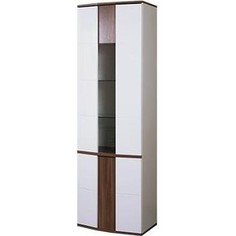 Шкаф комбинированный Олимп 50 (набор мебели Донна) ясень шимо темный / ПВХ белый глянец снег / ДВПО белый / стекло