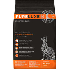 Сухой корм PureLuxe для длинношерстных кошек с курицей и лососем 1,5кг
