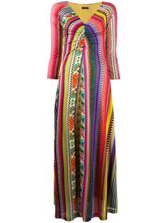 Etro полосатое платье макси с V-образным вырезом
