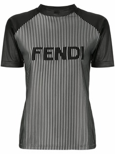 Fendi Pre-Owned футболка в полоску с логотипом