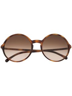 Chanel Pre-Owned круглые солнцезащитные очки черепаховой расцветки