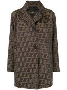 Fendi Pre-Owned пальто с длинными рукавами и узором Zucca