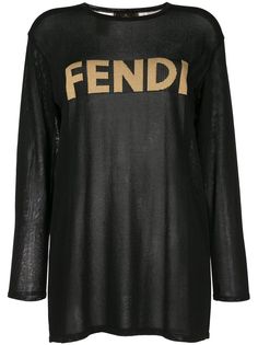 Fendi Pre-Owned сетчатая футболка с логотипом