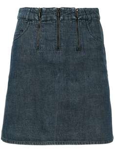 Chanel Pre-Owned джинсовая юбка прямого кроя с молниями