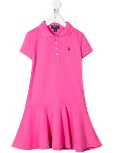 Ralph Lauren Kids расклешенное платье-рубашка с воротником поло