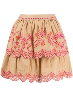 Twin-Set юбка с цветочной вышивкой и оборками