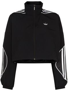 adidas укороченная куртка с контрастными полосками