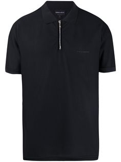 Giorgio Armani сетчатая рубашка поло с воротником на молнии