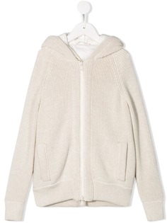 Brunello Cucinelli Kids утепленный кардиган с капюшоном