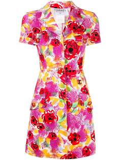Chanel Pre-Owned платье-рубашка с короткими рукавами и цветочным принтом
