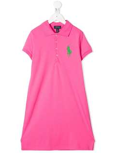 Ralph Lauren Kids платье-рубашка с воротником поло и логотипом