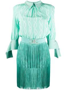 Elisabetta Franchi платье с принтом и бахромой
