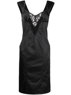 Dolce & Gabbana Pre-Owned платье узкого кроя с кружевной вставкой и вырезом