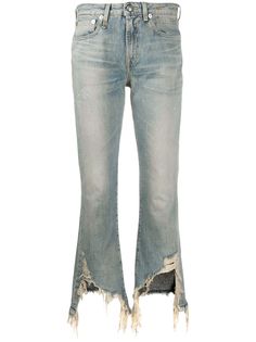R13 укороченные джинсы Cheryl с бахромой