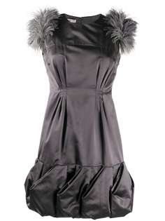 Prada Pre-Owned платье с аппликацией из перьев и драпировкой