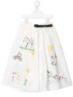 Denim Dungaree расклешенная юбка с принтом