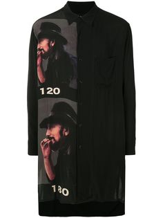 Yohji Yamamoto длинная рубашка с графичным принтом