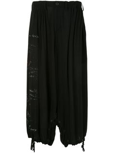Yohji Yamamoto брюки-шаровары с принтом