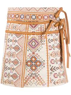 Ulla Johnson юбка Shaia с вышивкой и запахом