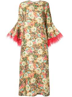 Bambah платье-кафтан Camelia с перьями