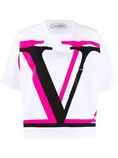 Valentino укороченная футболка с логотипом VLogo