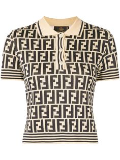 Fendi Pre-Owned трикотажная рубашка-поло с логотипом FF