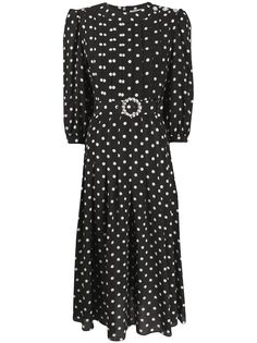 Alessandra Rich платье с плиссировкой и узором в горох
