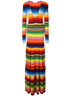 Carolina Herrera ярусное платье макси в полоску